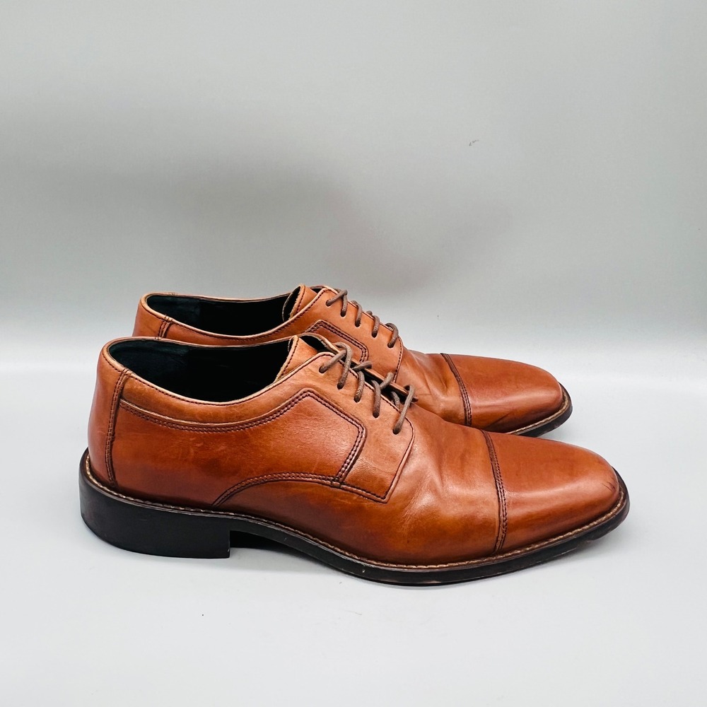 J. Murphy Johnston & Murphy Shoes Mens 8 Brown Leather Cap Toe Lace Up Dress